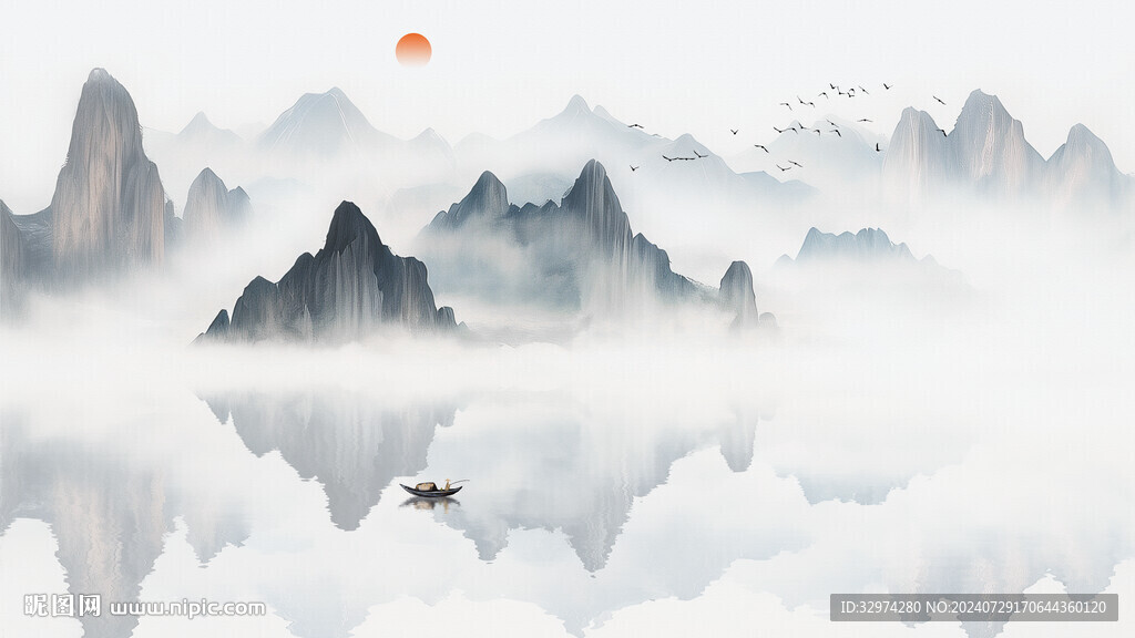 水墨禪意山水畫