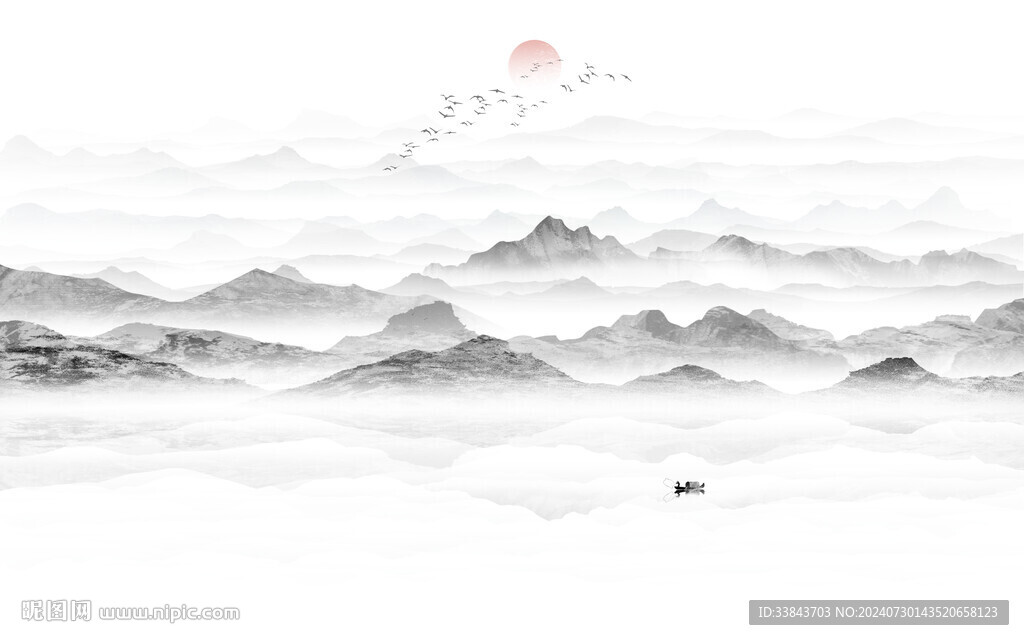 禪意水墨山水畫