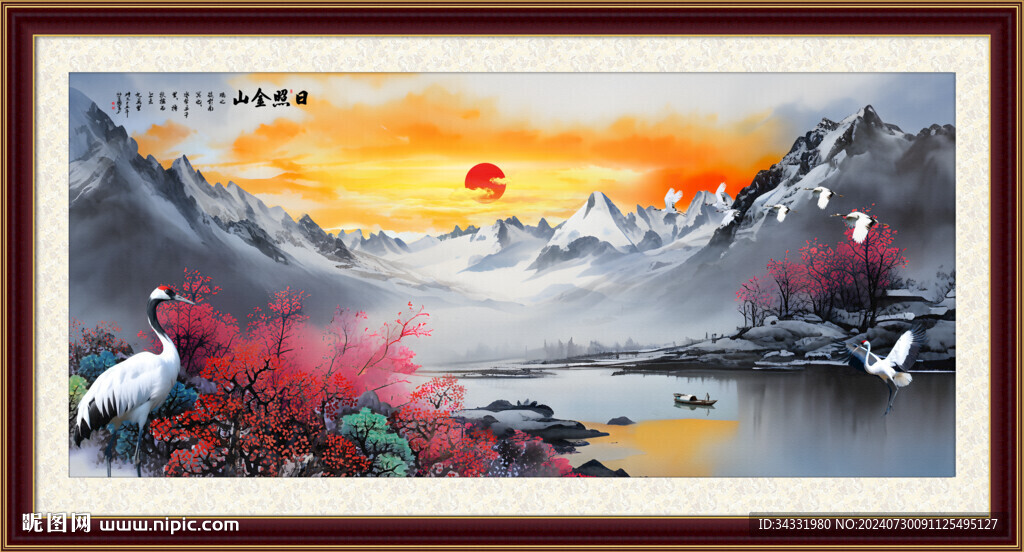 日照金山山水畫