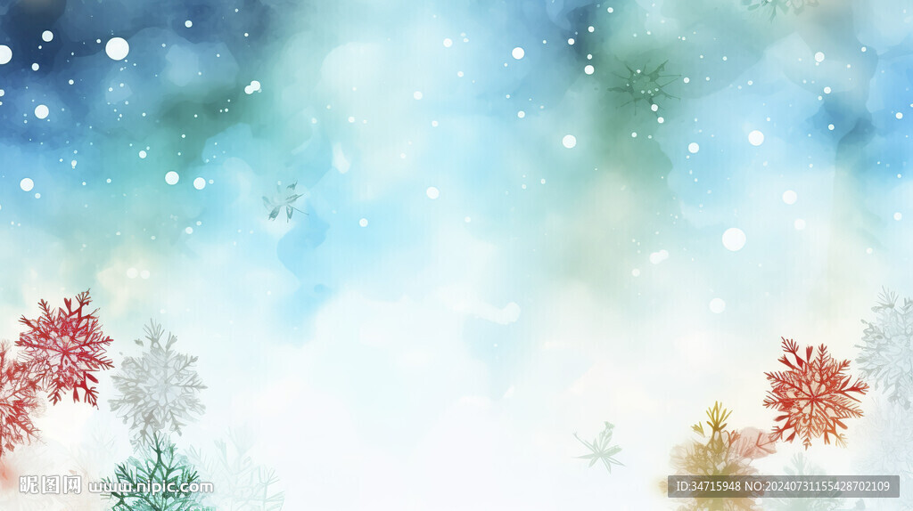 雪花夢幻卡通手繪背景