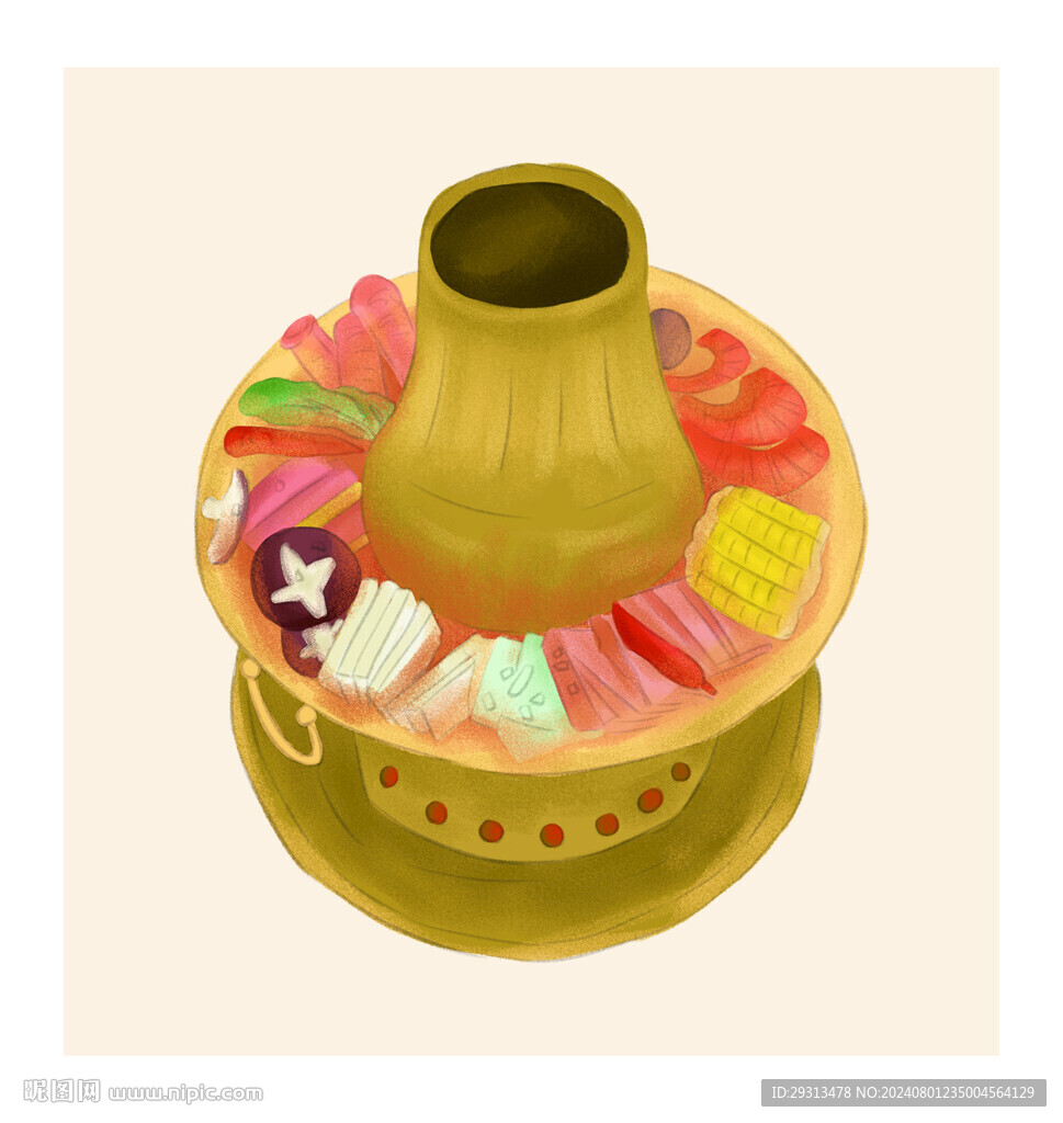 銅火鍋手繪插畫