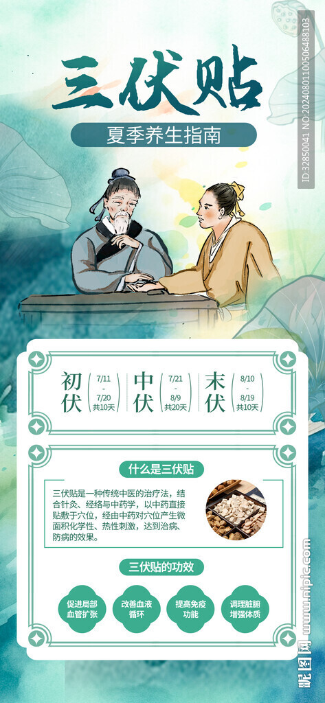 夏季三伏天養(yǎng)生攻略科普海報