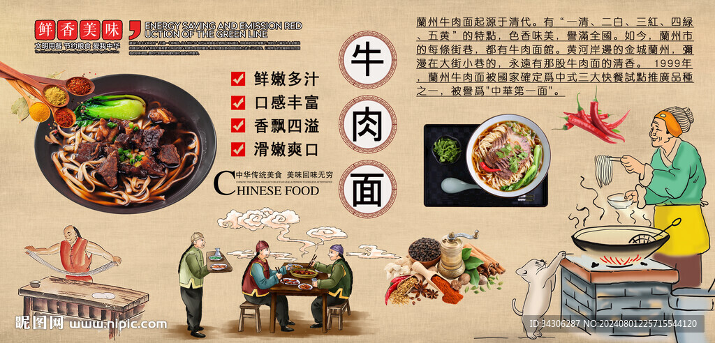 牛肉面背景墻