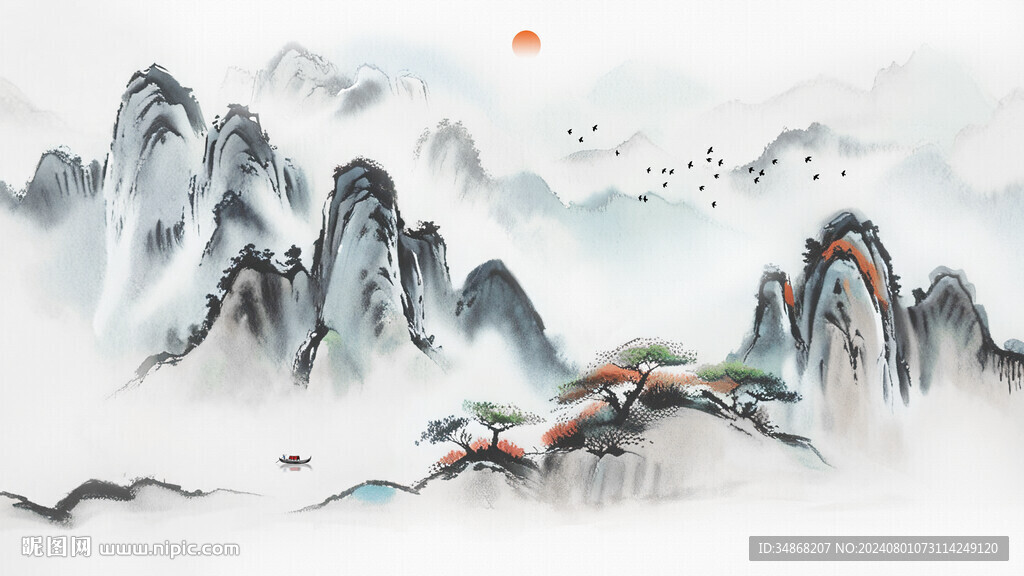 新中式水墨背景墻