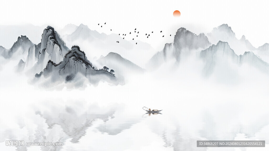 中式山水畫背景墻