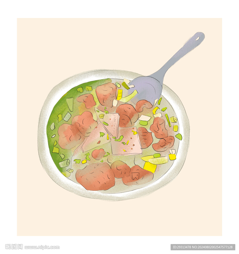 丸子湯手繪插畫