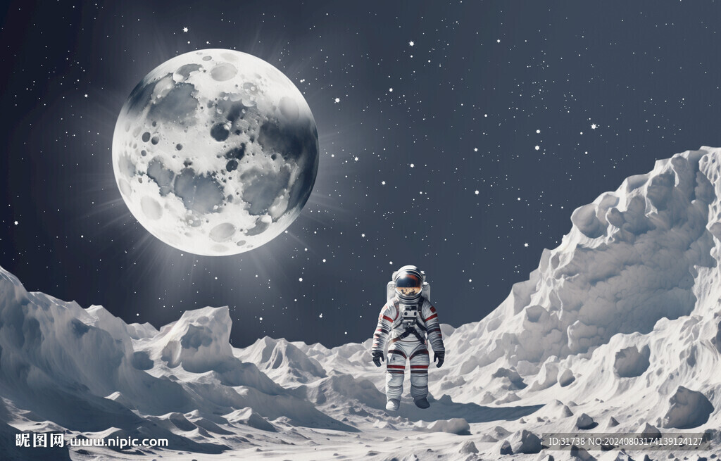 宇航員月球宇宙星空背景墻