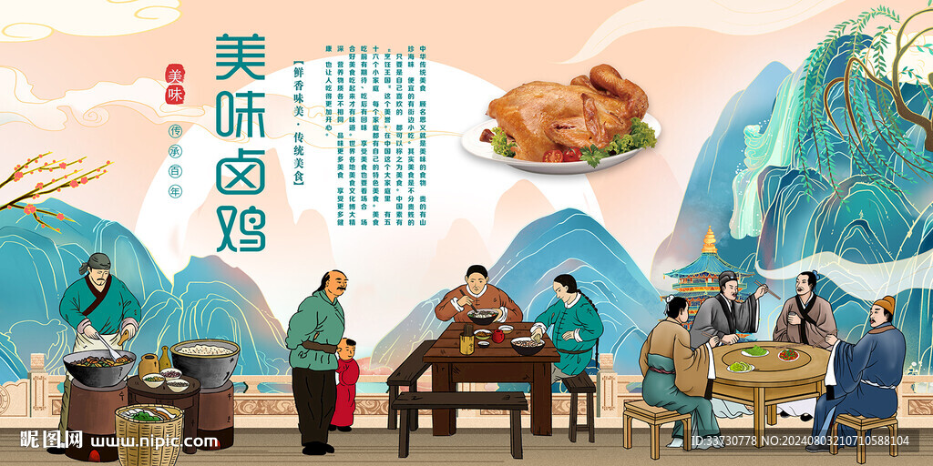 美味鹵雞背景墻