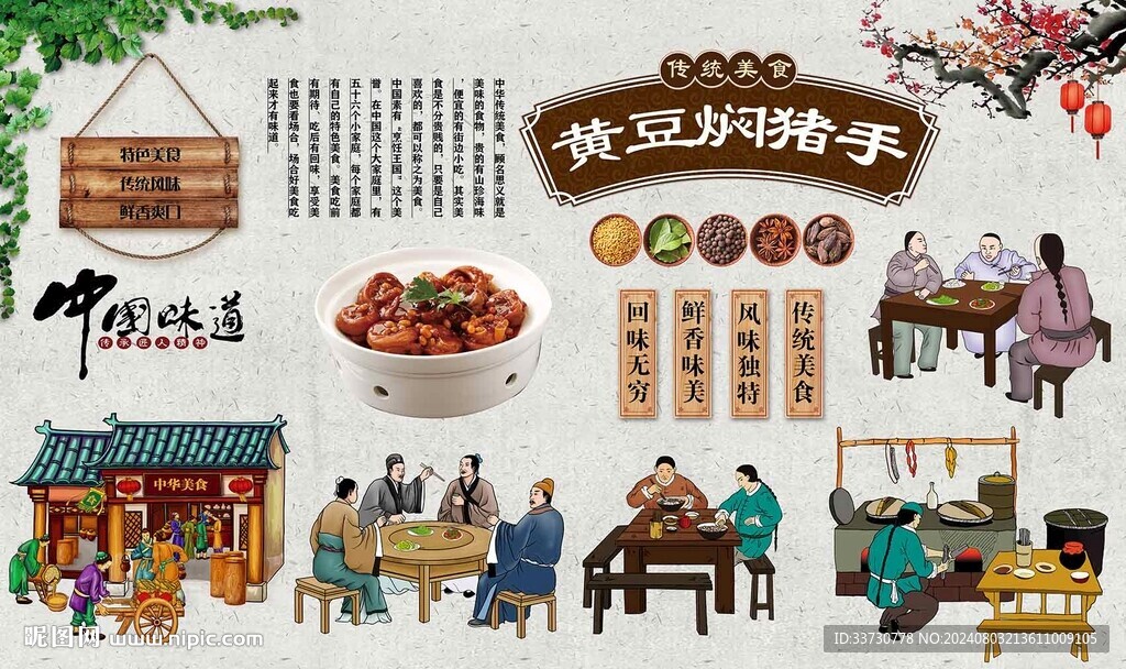 黃豆?fàn)F豬手背景墻