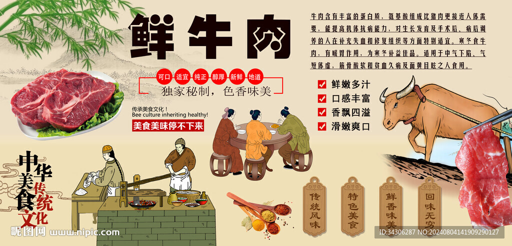 鮮牛肉背景墻