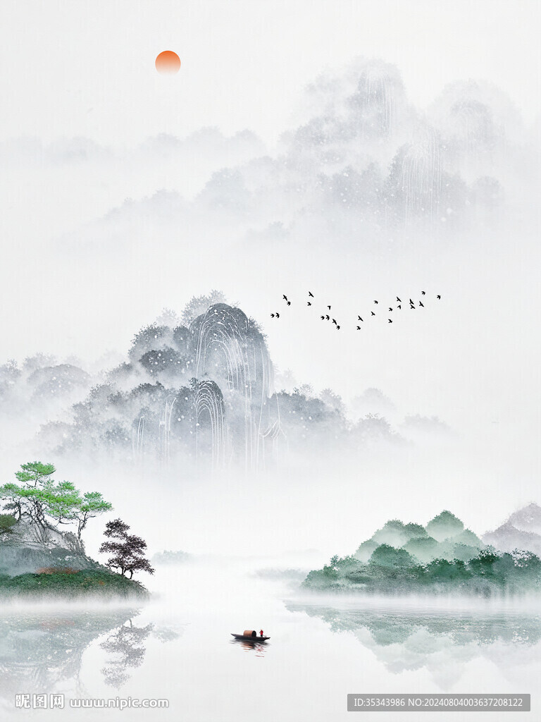 中式山水壁畫(huà)