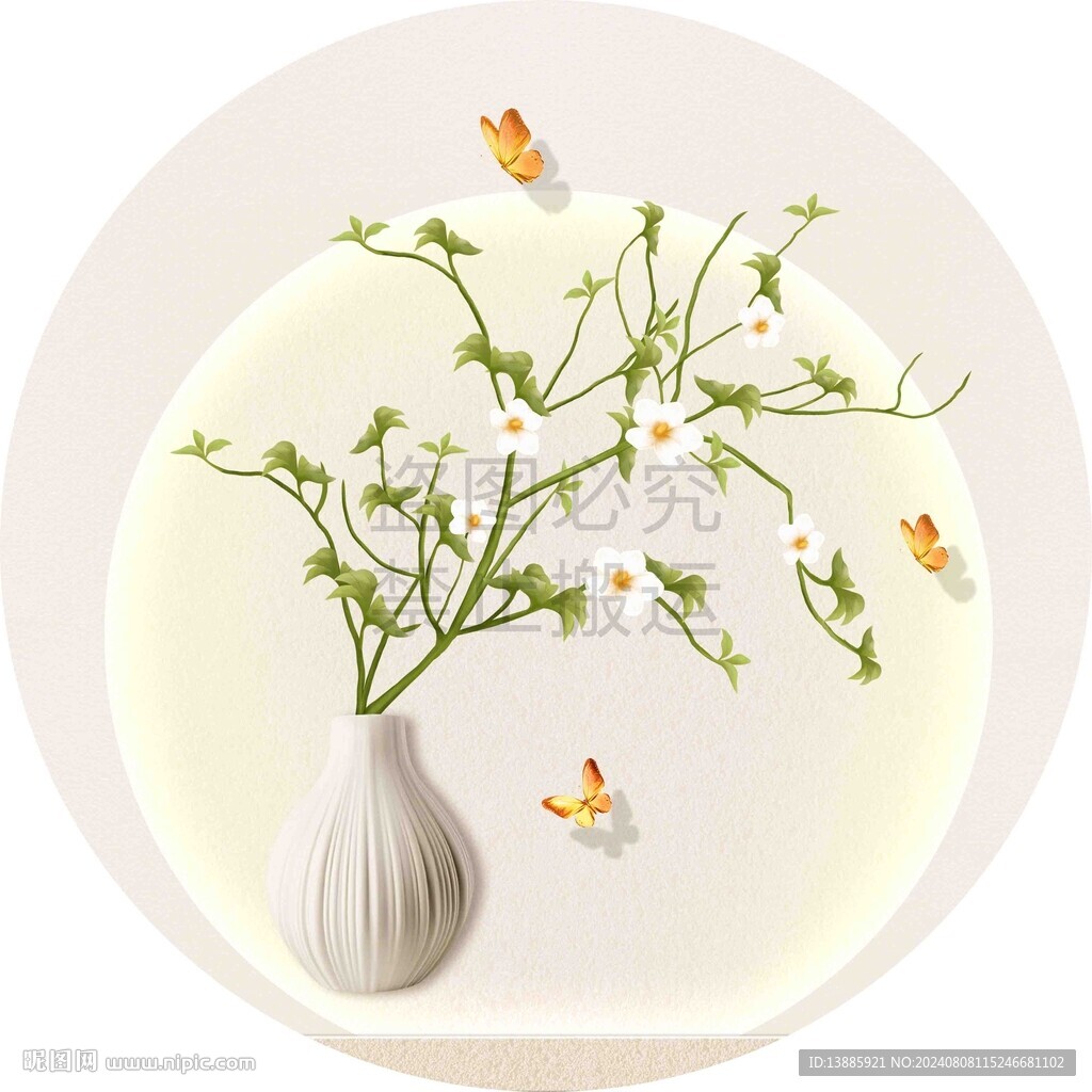 圓形花瓶裝飾畫(huà)
