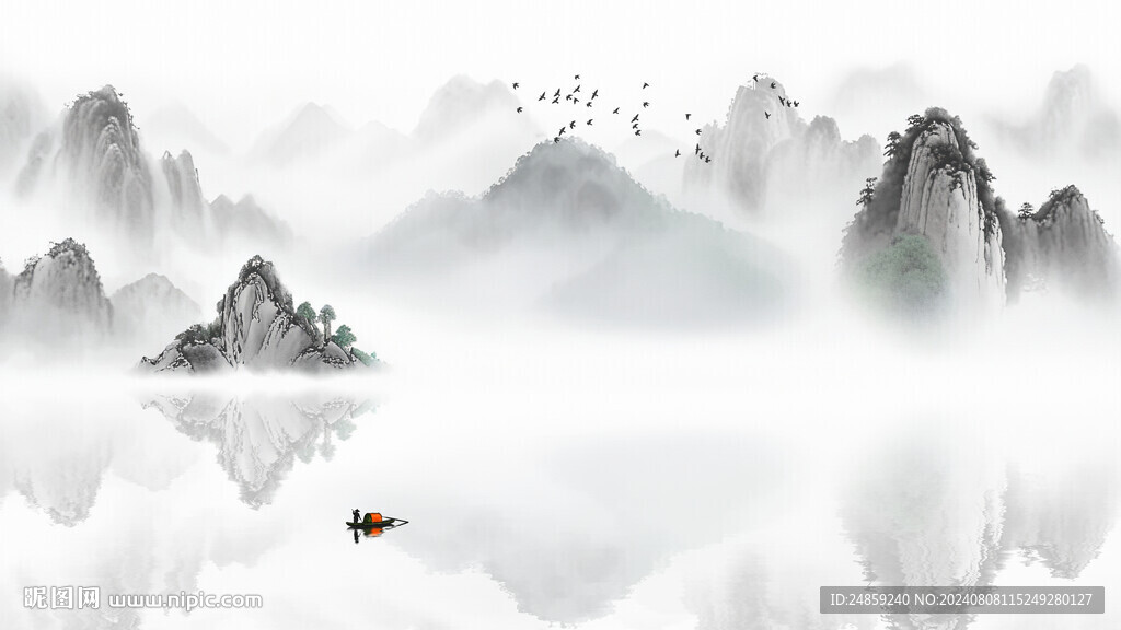 水墨意境畫手繪風景畫
