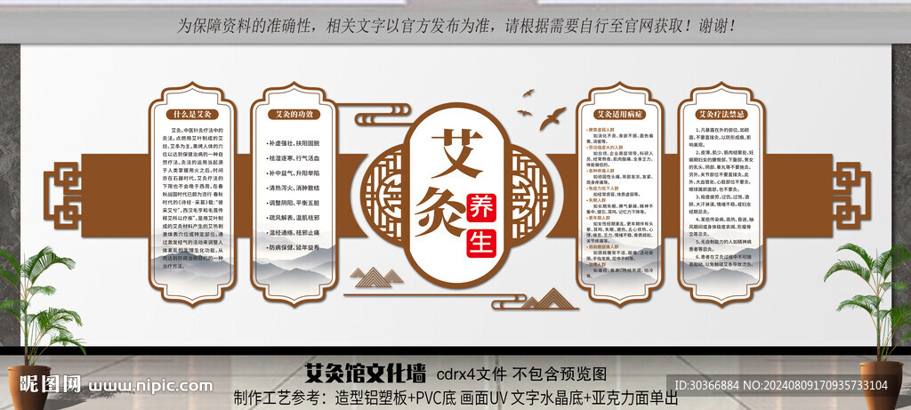 中式醫院艾灸養生中醫文化墻
