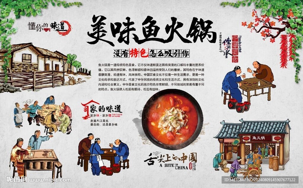 火鍋魚背景墻 