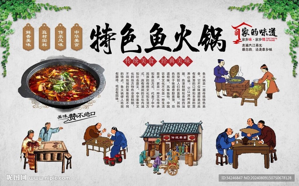 火鍋魚背景墻