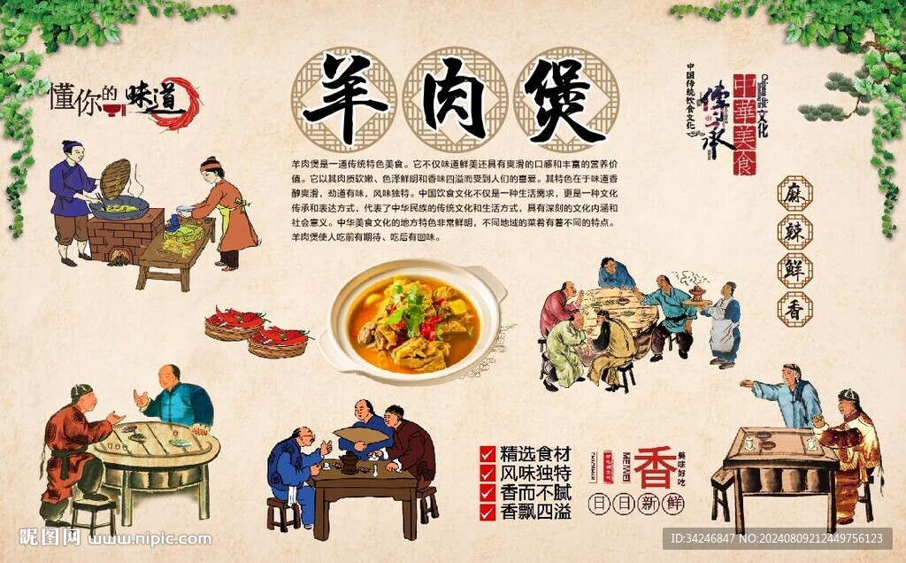 羊肉煲背景墻 