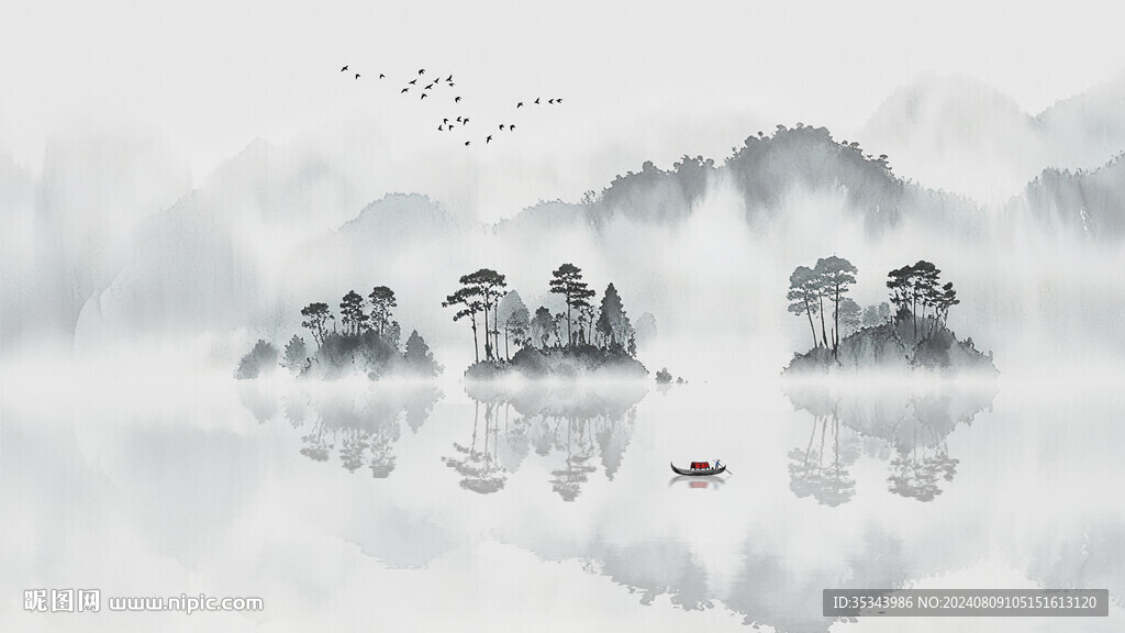 中式山水國(guó)畫(huà)屏風(fēng)