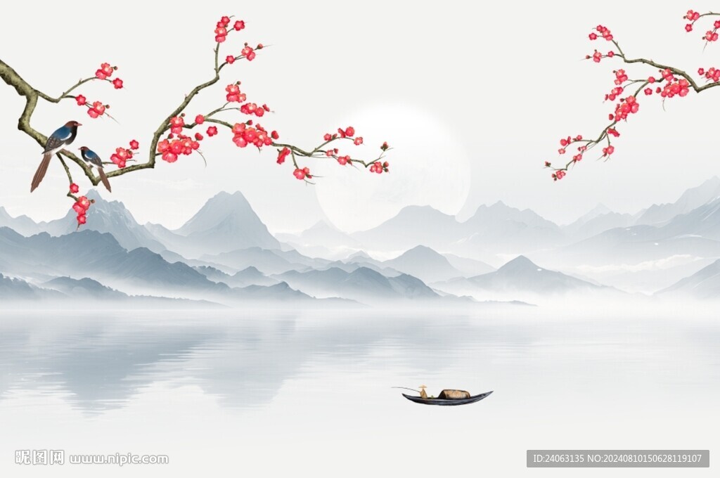 新中式花鳥背景墻