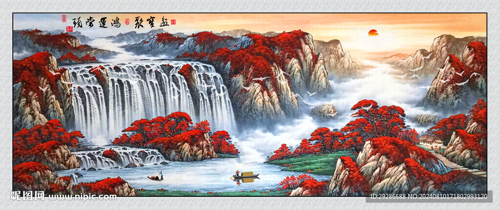 鴻運當頭 聚寶盆國畫