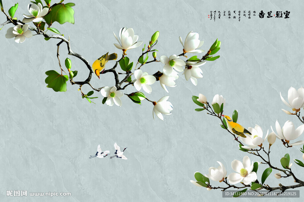 玉蘭花背景墻