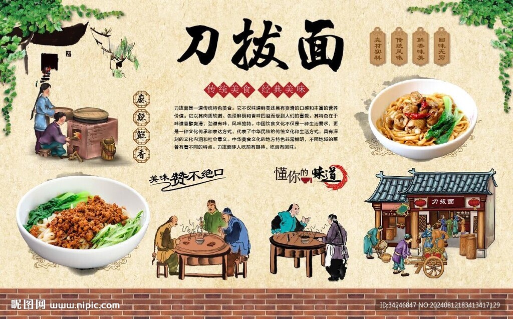 刀拔面背景墻 