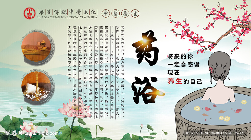 藥浴養(yǎng)生背景墻