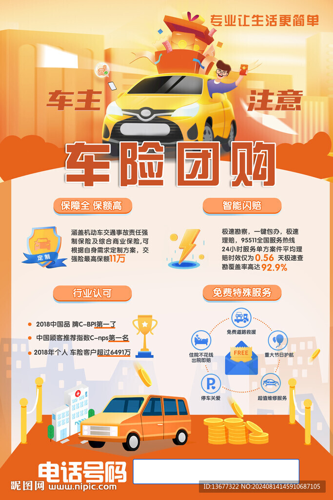 車險海報單頁模板