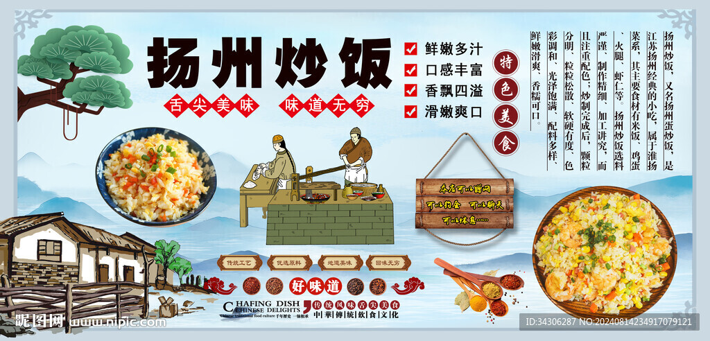 揚(yáng)州炒飯背景墻