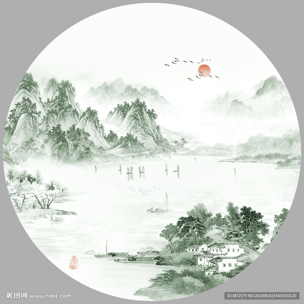 圓形水墨畫(huà)