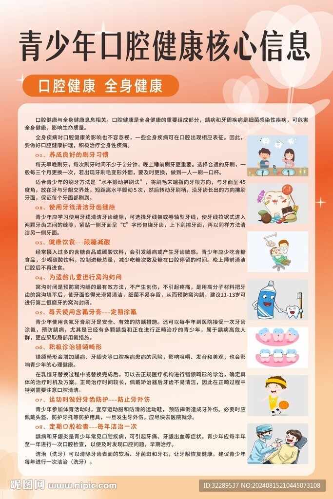 青少年口腔健康核心信息