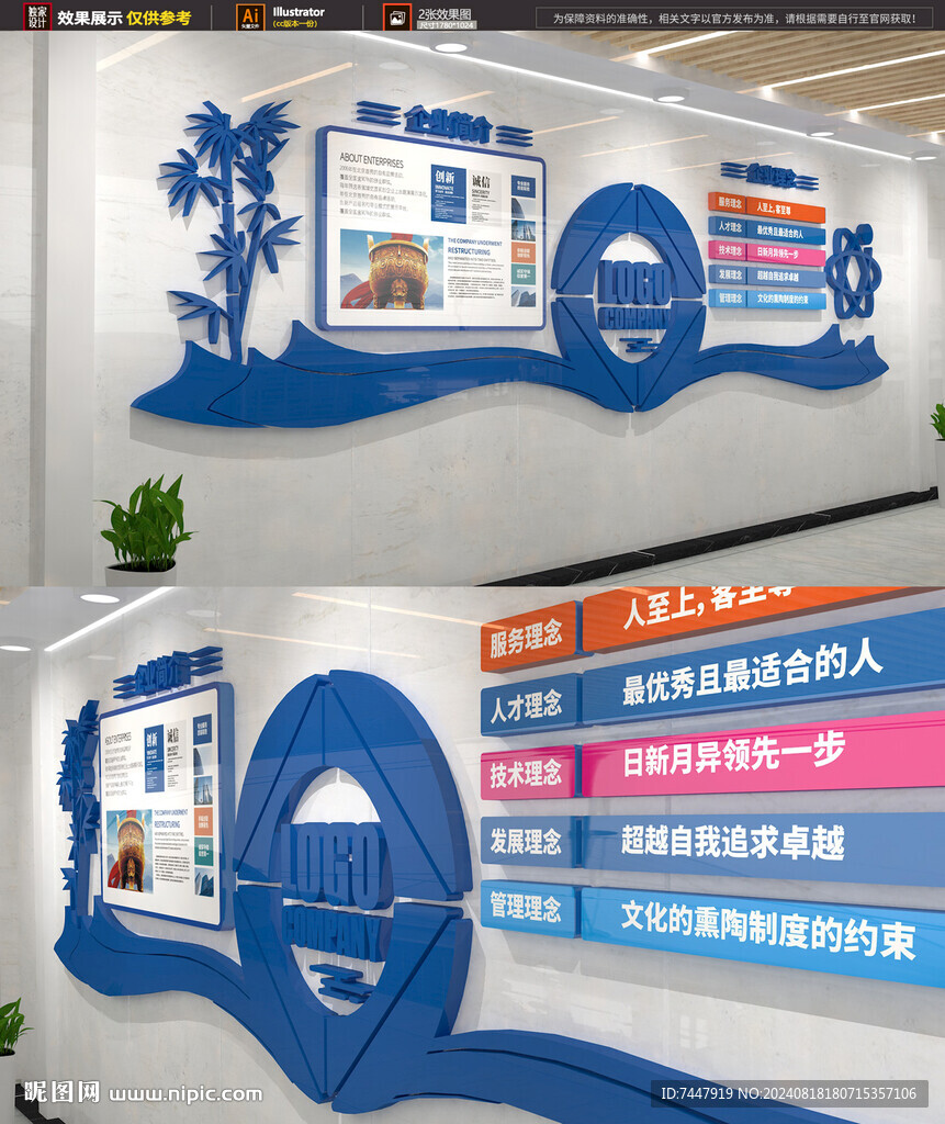 藍色公司文化墻
