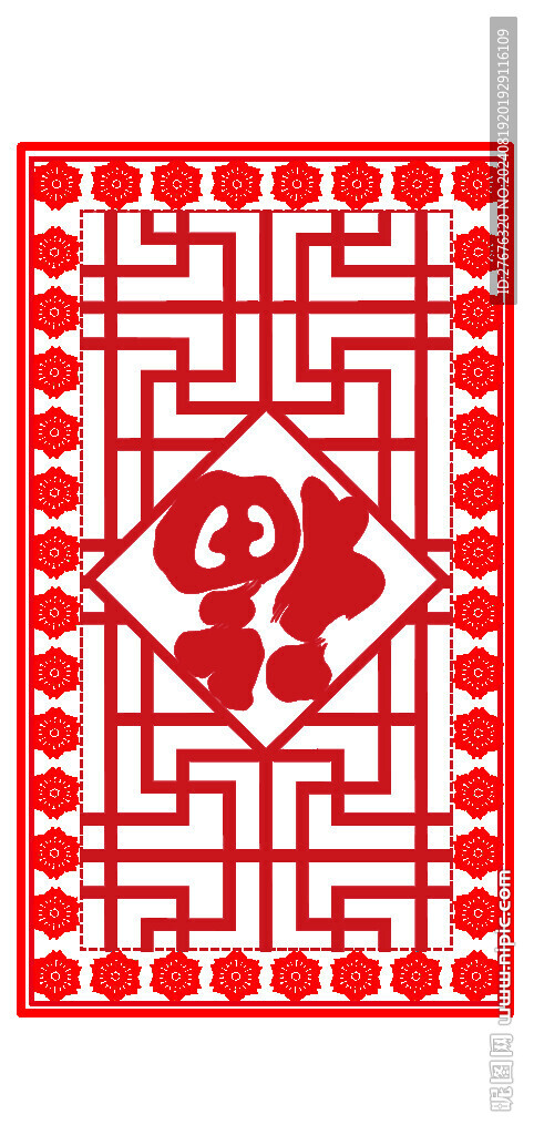 國(guó)潮福繞花卉圖紋
