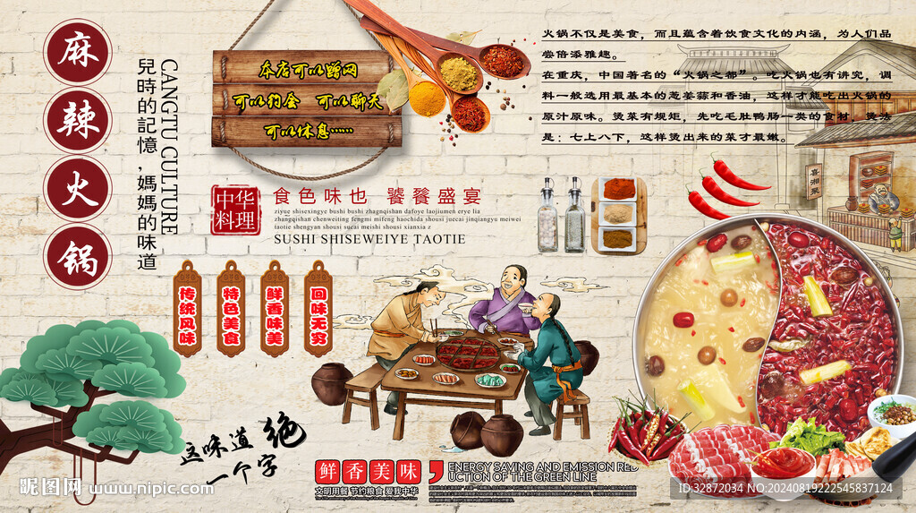 麻辣火鍋背景墻