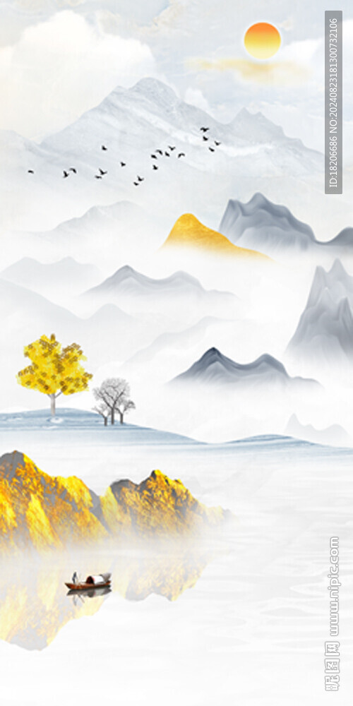 玄關大理石山水背景墻 