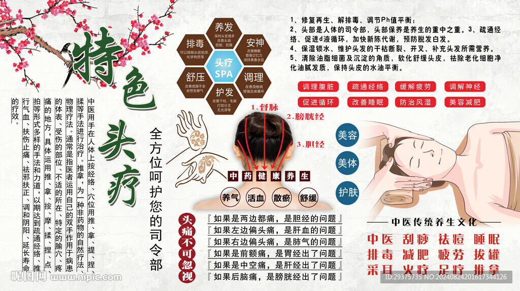 特色頭療背景墻