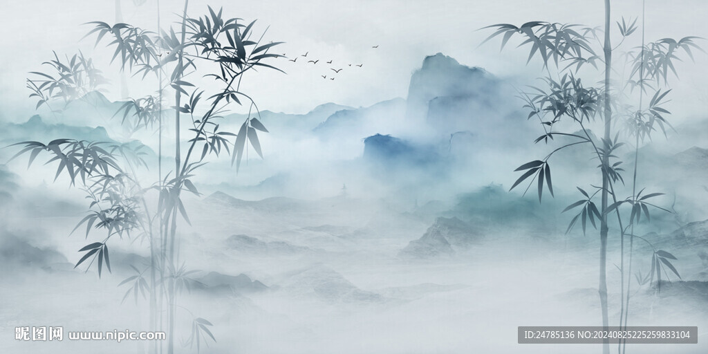 新中式水墨竹子背景