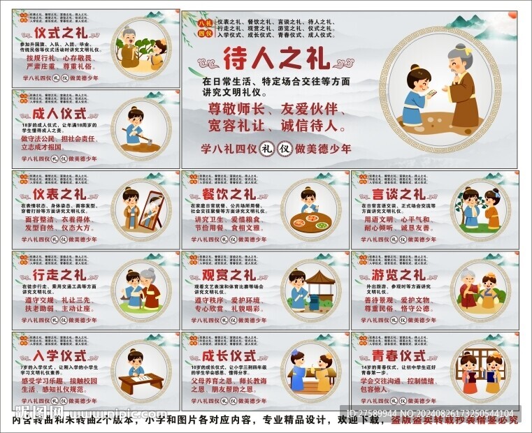 校園八禮四儀海報(bào)展板宣傳文化墻