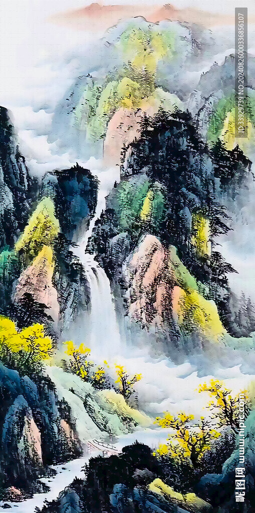 豎幅水墨山水畫