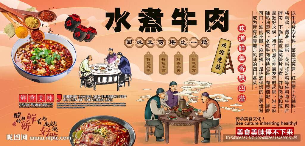 水煮牛肉背景墻