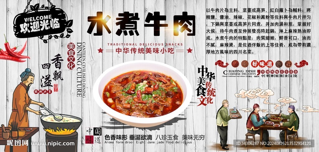 水煮牛肉背景墻