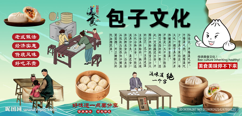 包子文化背景墻