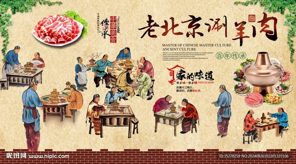 老北京涮羊肉背景墻