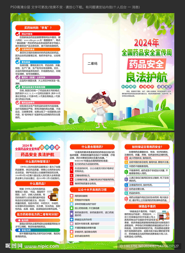 全國藥品安全宣傳周三折頁