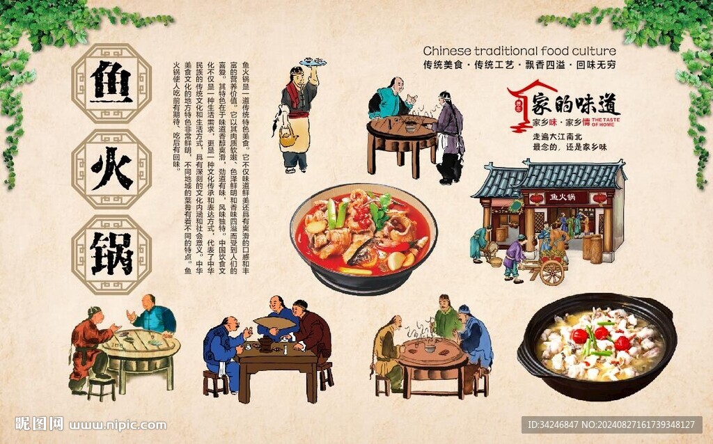 魚火鍋背景墻 