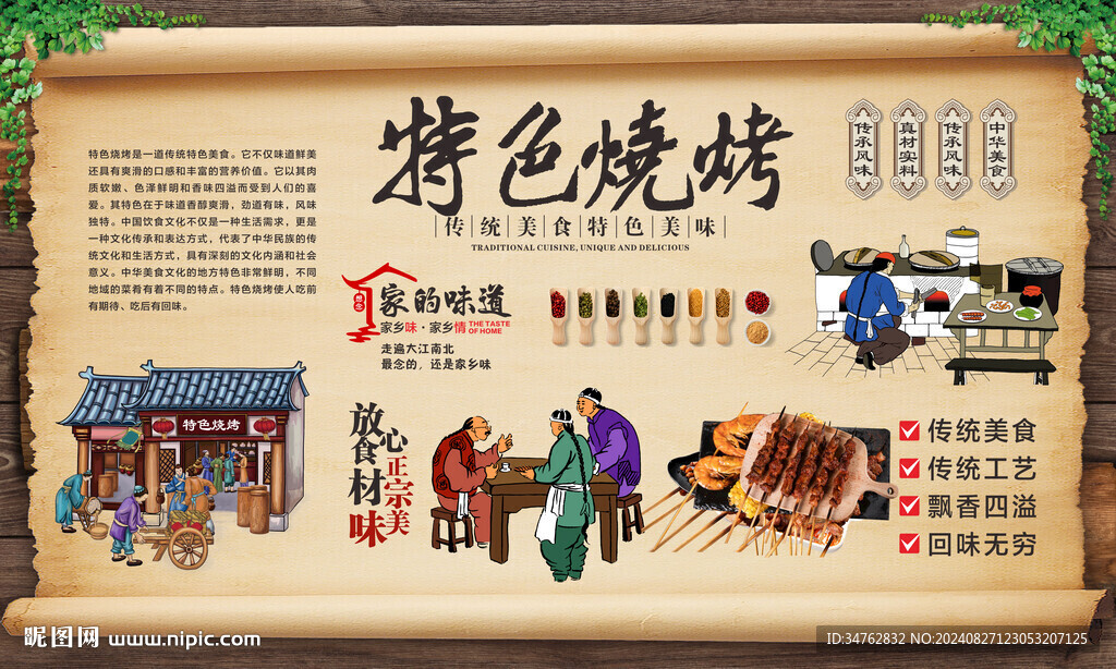 特色燒烤背景墻