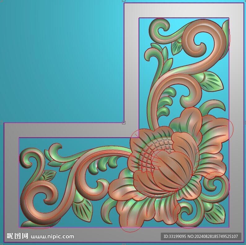 磚雕鏤空牡丹花角花邊角精雕浮雕