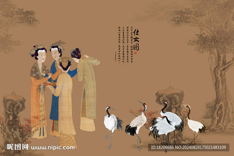 國(guó)畫仕女圖