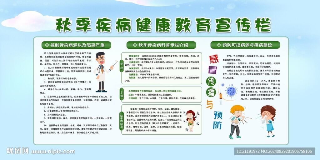 秋季疾病健康教育宣傳欄