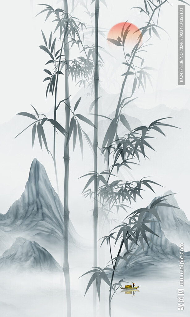 豎幅水墨竹子